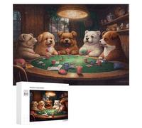 300 PCS Rompecabezas para Adolescentes Dogs Playing Poker in Cozy Cabin Rompecabezas para Adultos Juguetes Antiestrés Regalo De Cumpleaños Regalo De Cumpleaños, Regalos, 300 PCS