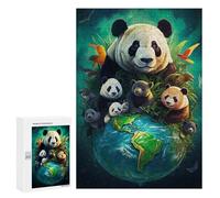300 PCS Rompecabezas para Adolescentes Earth Day Panda Rompecabezas para Adultos Juego Práctico Difícil Interacción Entre Padres E Hijos 300 PCS
