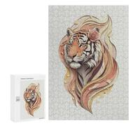 300 PCS Rompecabezas para Adolescentes Elegant Tiger Portrait with Floral Accent Rompecabezas para Adultos Juego Práctico Ensamblaje De Patrones Cumpleaños Y Navidad 300 PCS