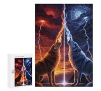 300 PCS Rompecabezas para Adolescentes Elemental Wolves Howling at The Sky Rompecabezas para Adultos Juego Práctico Difícil Difícil Único Cumpleaños Y Regalos 300 PCS
