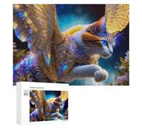 300 PCS Rompecabezas para Adolescentes Enchanted Winged Cat Fantasy Art Rompecabezas para Adultos Juegos Familiares Regalo De Cumpleaños Diversión En Casa Actividades, 300 PCS