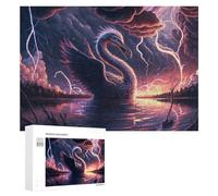 300 PCS Rompecabezas para Adolescentes Fantasy Swan in Stormy Lake Rompecabezas para Adultos Juego Práctico Montaje De Patrones Cumpleaños Y Navidad 300 PCS