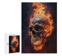 300 PCS Rompecabezas para Adolescentes Fiery Flames Smoke Skull Rompecabezas para Adultos Juegos Familiares Desafío Difícil Ayuda A Ejercitar El Cerebro 300 PCS
