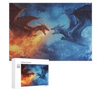 300 PCS Rompecabezas para Adolescentes Fire Vs. Ice Dragons Battle Rompecabezas para Adultos Juego Práctico Desafío Difícil Cumpleaños Y Navidad 300 PCS