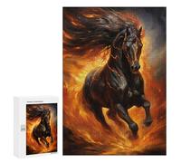 300 PCS Rompecabezas para Adolescentes Flaming Horse in Action -1 Rompecabezas para Adultos Juegos Familiares Regalo De Cumpleaños Diversión En Casa Actividades, 300 PCS