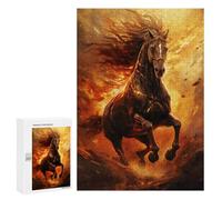 300 PCS Rompecabezas para Adolescentes Flaming Horse in Action Rompecabezas para Adultos Juego Práctico Desafío Difícil Cumpleaños Y Navidad 300 PCS