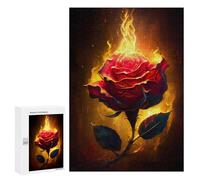 300 PCS Rompecabezas para Adolescentes Flaming Rose Artwork-3 Rompecabezas para Adultos Juegos Relajantes Mejora La Memoria Interacción Entre Padres E Hijos 300 PCS