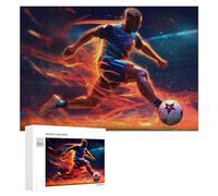 300 PCS Rompecabezas para Adolescentes Flaming Soccer Star in Action Rompecabezas para Adultos Juego De Ingenio Regalos para Mujeres Cumpleaños Y Navidad 300 PCS