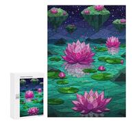 300 PCS Rompecabezas para Adolescentes Floating Islands and Lotus Flowers Rompecabezas para Adultos Juegos Divertidos Regalo De Cumpleaños Cumpleaños Y Navidad 300 PCS