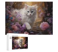 300 PCS Rompecabezas para Adolescentes Floral Fantasy White Cat'S Journey Rompecabezas para Adultos Juguetes Antiestrés Regalo De Cumpleaños Regalo De Cumpleaños, Regalos, 300 PCS