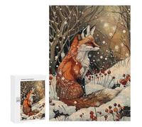 300 PCS Rompecabezas para Adolescentes Fox in Winter Wonderland Art Nouveau Rompecabezas para Adultos Juegos Relajantes Mejora La Memoria Interacción Entre Padres E Hijos 300 PCS