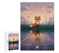 300 PCS Rompecabezas para Adolescentes Fox Reflection on Starry Water Rompecabezas para Adultos Juegos Relajantes Que Mejoran La Memoria Actividades Divertidas En Casa 300 PCS