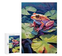 300 PCS Rompecabezas para Adolescentes Frog on A Leaf Painting Rompecabezas para Adultos Juegos Familiares Mejora La Memoria Regalos para Amigos Y Familiares 300 PCS
