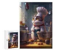 300 PCS Rompecabezas para Adolescentes Funny Cat Chef Cook Rompecabezas para Adultos Juegos Familiares Desafío Difícil Ayuda A Ejercitar El Cerebro 300 PCS