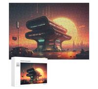 300 PCS Rompecabezas para Adolescentes Future City Sunset Drive-In Rompecabezas para Adultos Juego De Ingenio Regalos para Mujeres Cumpleaños Y Navidad 300 PCS