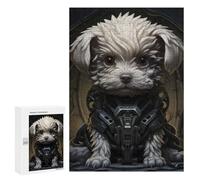 300 PCS Rompecabezas Para Adolescentes Futuristic Maltese Dog Art - Sci-Fi Canine Illustration for Pet Lovers Rompecabezas Para Adultos Juegos Familiares Mejora La Memoria Regalos Para Amigos Y Famili