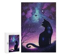 300 PCS Rompecabezas para Adolescentes Galactic Cat Silhouette Rompecabezas para Adultos Juego Práctico Desafío Difícil Cumpleaños Y Navidad 300 PCS