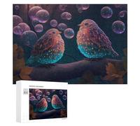 300 PCS Rompecabezas para Adolescentes Glowing Birds in A Fantasy Forest Rompecabezas para Adultos Juego De Ingenio Regalos para Mujeres Cumpleaños Y Navidad 300 PCS