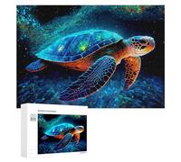 300 PCS Rompecabezas para Adolescentes Glowing Sea Turtle Artwork Rompecabezas para Adultos Juegos Familiares Regalo De Cumpleaños Diversión En Casa Actividades, 300 PCS