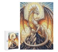 300 PCS Rompecabezas para Adolescentes Golden Dragon on Mountain Peak Rompecabezas Juegos Relajantes Pero Divertidos Y Humorísticos Cumpleaños Y Navidad 300 PCS