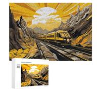 300 PCS Rompecabezas para Adolescentes Golden Mountain Train Journey Rompecabezas para Adultos Juego Práctico Desafío Difícil Cumpleaños Y Navidad 300 PCS
