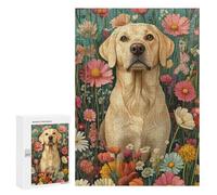300 PCS Rompecabezas para Adolescentes Golden Retriever in Flowers Labrador Among Soft Florals Dog Wall Art Print Rompecabezas para Adultos Juegos Relajantes Mejora La Memoria Interacción Entre Padr