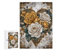 300 PCS Rompecabezas para Adolescentes Golden Rose Bouquet Wall Art Rompecabezas para Adolescentes Análisis Y Lógica Difícil Y Desafiante 300 PCS