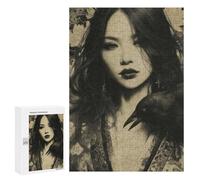 300 PCS Rompecabezas para Adolescentes Goth Japanese Woman with Raven Rompecabezas para Adultos Juegos Divertidos Regalo De Cumpleaños Cumpleaños Y Navidad 300 PCS