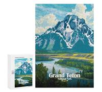 300 PCS Rompecabezas para Adolescentes Grand Teton National Park Illustration Rompecabezas para Adultos Juego Práctico Difícil Interacción Entre Padres E Hijos 300 PCS