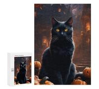300 PCS Rompecabezas para Adolescentes Halloween Black Cat with Pumpkins-8 Rompecabezas para Adolescentes para Mejorar La Memoria Cada Pieza Es Única - Regalos Y Cumpleaños Únicos 300 PCS