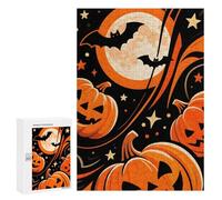 300 PCS Rompecabezas para Adolescentes Halloween Night with Pumpkins and Bats Rompecabezas para Adultos Regalos De Cumpleaños Juego Familiar Apto para Personas De 14 Años En Adelante 300 PCS