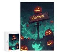 300 PCS Rompecabezas para Adolescentes Halloween Pumpkin Patch Sign Rompecabezas para Adultos Regalos De Cumpleaños Juego Familiar Apto para Personas De 14 Años En Adelante 300 PCS