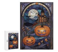 300 PCS Rompecabezas para Adolescentes Halloween Stained Glass Rompecabezas para Adultos Juguetes Antiestrés Desafío Difícil Cumpleaños