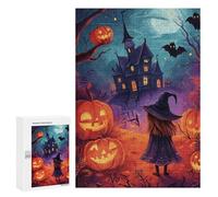 300 PCS Rompecabezas para Adolescentes Halloween Witch and Haunted House Juegos Familiares De Rompecabezas para Adultos Que Mejoran La Memoria Ayudan A Ejercitar El Cerebro 300 PCS