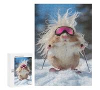 300 PCS Rompecabezas para Adolescentes Handsome Hamster on Skis Rompecabezas para Adultos Juegos Familiares Desafío Difícil Ayuda A Ejercitar El Cerebro 300 PCS