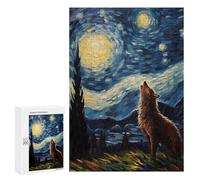 300 PCS Rompecabezas para Adolescentes Howling Wolf Starry Night Rompecabezas para Adultos Juegos Familiares Desafío Difícil Ayuda A Ejercitar El Cerebro 300 PCS