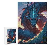 300 PCS Rompecabezas para Adolescentes Infernal Azure The Flame-Scaled Dragon Rompecabezas para Adultos Juguetes Antiestrés Decoración De Pared Diversión Actividades En Casa, 300 PCS