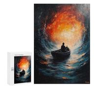 300 PCS Rompecabezas para Adolescentes Into The Abyss Surreal Lone Boatman Rompecabezas para Adultos Juegos De Relajación Decoración De Pared Ayuda A Ejercitar El Cerebro 300 PCS