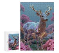 300 PCS Rompecabezas para Adolescentes Iridescent Deer in Floral Landscape Rompecabezas para Adultos Juegos De Relajación Decoración De Pared Ayuda A Ejercitar El Cerebro 300 PCS