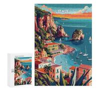 300 PCS Rompecabezas para Adolescentes Italys Vibrant Coast Rompecabezas para Adultos Juguetes Antiestrés Decoración De Pared Diversión Actividades En Casa, 300 PCS