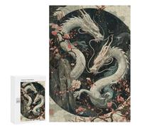 300 PCS Rompecabezas para Adolescentes Japanese Dragons Sakura Rompecabezas para Adultos Juegos Familiares Desafío Difícil Ayuda A Ejercitar El Cerebro 300 PCS