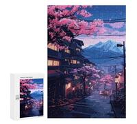 300 PCS Rompecabezas para Adolescentes Japanese Street Sakura Rompecabezas para Adultos Juguetes Antiestrés Desafío Difícil Cumpleaños
