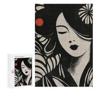 300 PCS Rompecabezas para Adolescentes Japanese Woman Minimalist Ink Art Portrait Rompecabezas para Adultos Juguetes Antiestrés Decoración De Pared Diversión Actividades En Casa, 300 PCS