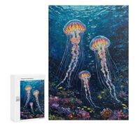 300 PCS Rompecabezas para Adolescentes Jellyfish in The Deep Blue Sea Rompecabezas para Adultos Regalos De Cumpleaños Juego Familiar Apto para Personas De 14 Años En Adelante 300 PCS