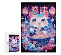 300 PCS Rompecabezas para Adolescentes Kawaii Cat Ramen Rompecabezas para Adultos Juegos Divertidos Regalo De Cumpleaños Cumpleaños Y Navidad 300 PCS