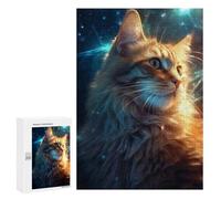 300 PCS Rompecabezas para Adolescentes Kitty Cat in Space Galaxy Rompecabezas para Adultos Juegos Relajantes Mejora La Memoria Interacción Entre Padres E Hijos 300 PCS