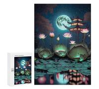 300 PCS Rompecabezas para Adolescentes Lantern Festival Night Lotus Pond Rompecabezas para Adultos Juego De Ingenio Regalos para Mujeres Cumpleaños Y Navidad 300 PCS