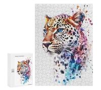 300 PCS Rompecabezas para Adolescentes Leopard Watercolor Art Rompecabezas para Adultos Juegos Familiares Mejora La Memoria Regalos para Amigos Y Familiares 300 PCS