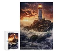 300 PCS Rompecabezas para Adolescentes Lighthouse in The Storm Rompecabezas para Adultos Juegos Familiares Mejora La Memoria Regalos para Amigos Y Familiares 300 PCS