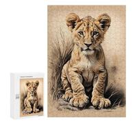300 PCS Rompecabezas para Adolescentes Lion Cub In The Savannah Rompecabezas para Adultos Juegos Familiares Mejora La Memoria Regalos para Amigos Y Familiares 300 PCS